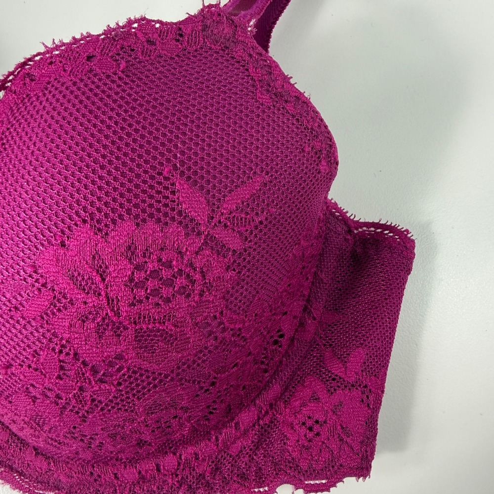 Victoria's Secret Dream Angels Lined‎ Demi Bra Magenta Floral Lace 34C - Picture 3 of 6
